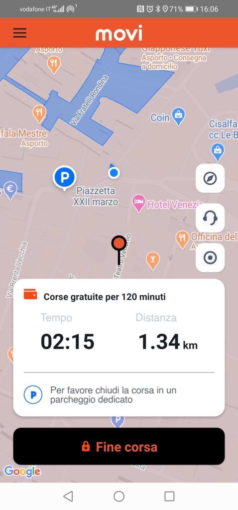 Termina la corsa nell'app