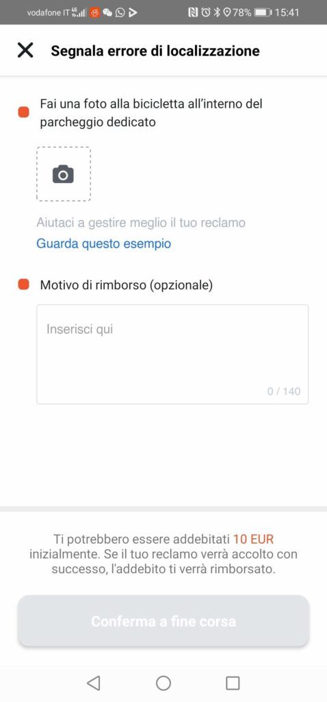 Segui le istruzioni per segnalare errata localizzazione